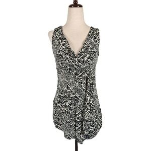 White House Black Market Babydoll Top Asymmetrical Ruffle Front Y2K Black Size M